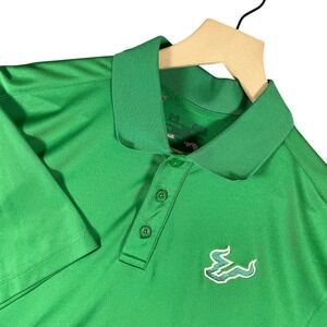 Under Armour USF Bulls Mens Polo Shirt Medium Green Heat Gear‎ NCAA College
